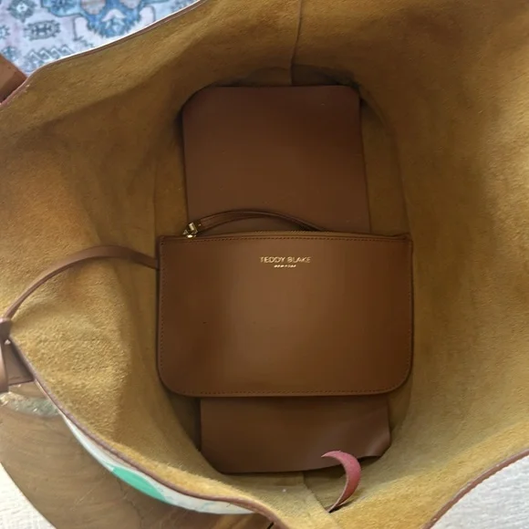 Teddy Blake Leather Tote Alice Vitello CAMEL - Picture 7 of 12
